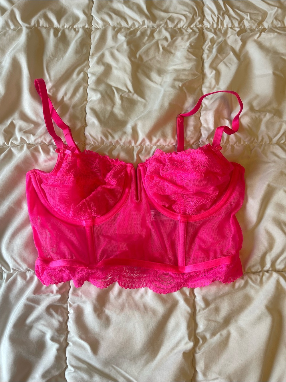 Auden Hot Pink Lace Longline Bralette